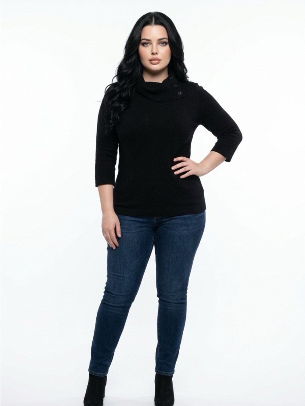 Classiques Entier Black Cowl-Neck Cashmere Sweater